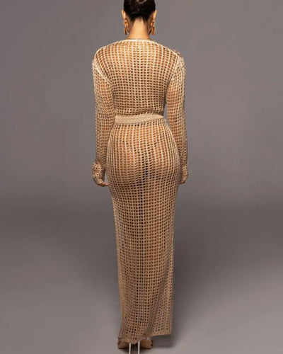 Modisches Grobstrickkleid in Beige für einen entspannten Sommer-Look