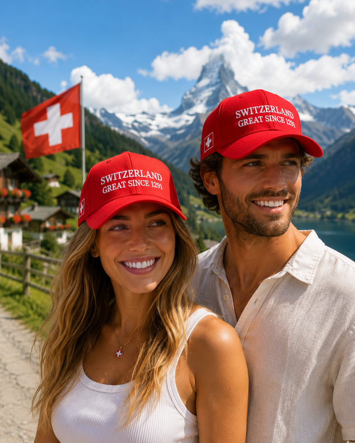 Schweizer Baseball Cap für Damen und Herren mit Text "Switzerland great since 1291" 