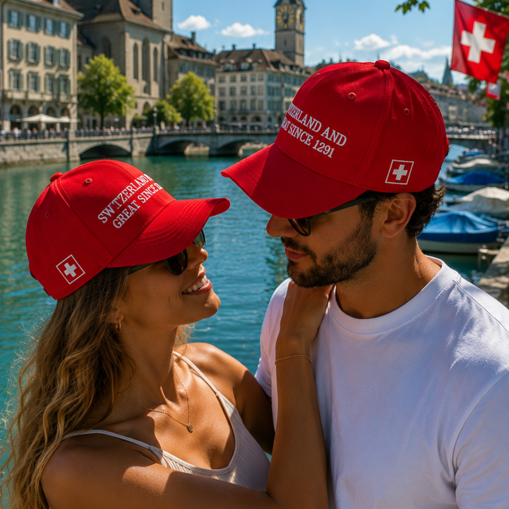 Baseball Cap Switzerland great since 1291 | rote Schweizer Cap Kopfbedeckung 