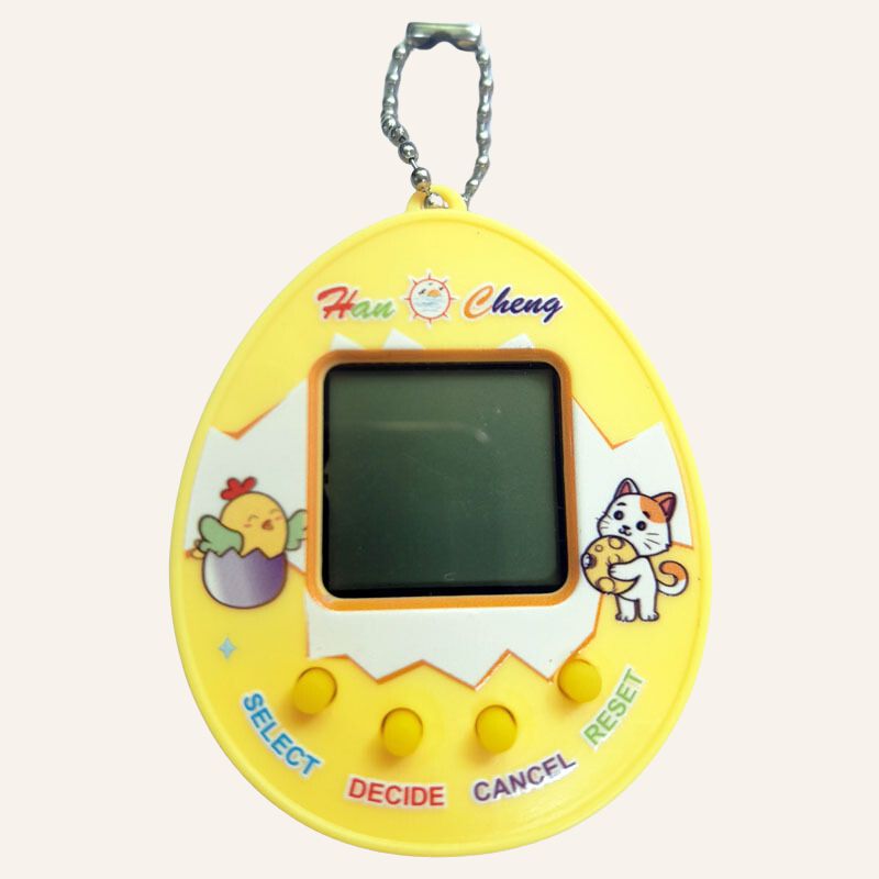 Gelber Spielzeug Tamagotchi, dein virtuelles Haustier 