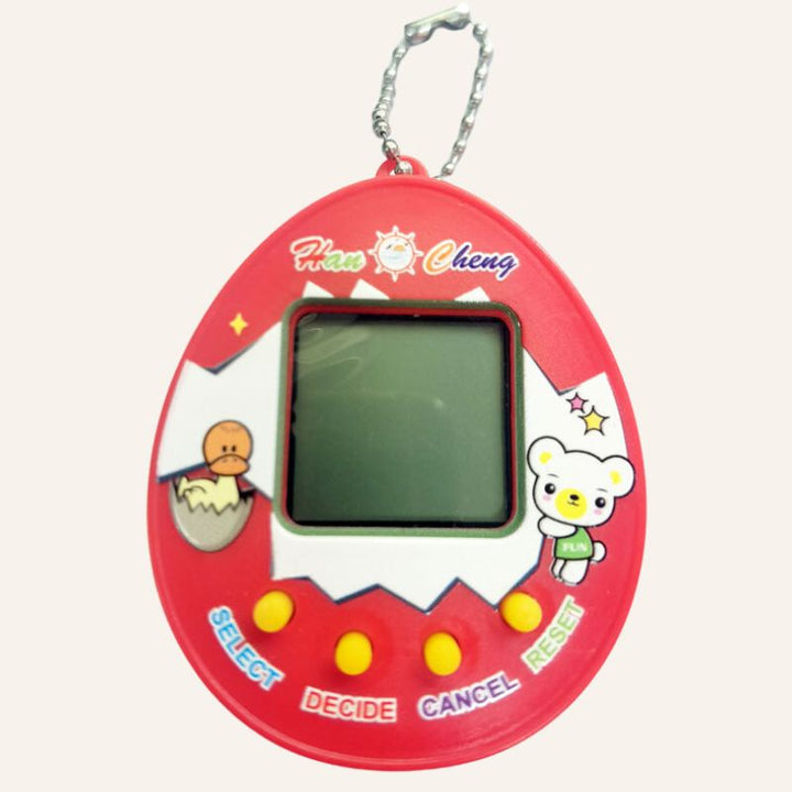 Roter Tamagotchi - virtuelles elektronisches Haustier 