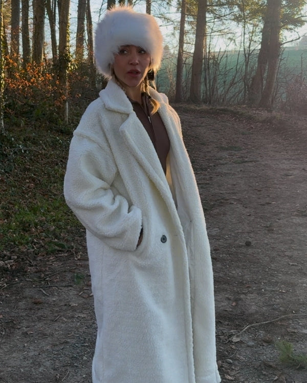 langer kuscheliger warmer Teddy Coat Mantel mit Kragen - Stillvoll durch die Kälte 