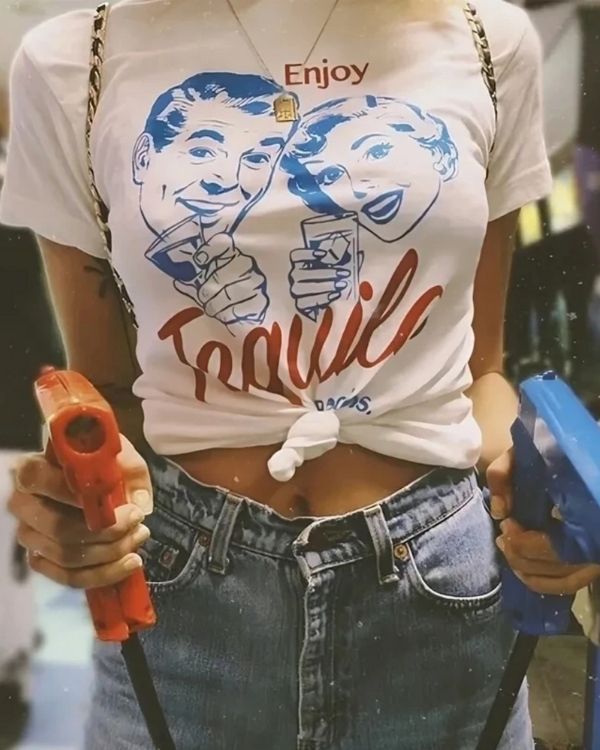 Modisches Tequila T-Shirt in Weiss für den Freizeitlook