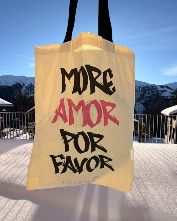 Stofftasche more amor por favor | Einkaufstausche aus Baumwolle | Totebag 