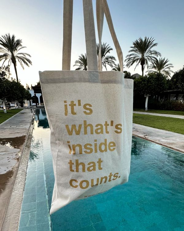 handgemachte organische Tote Bags mit Spruch und Lebensblume - Just Style Einkaufstaschen, Stofftaschen mit langen Hänkel 