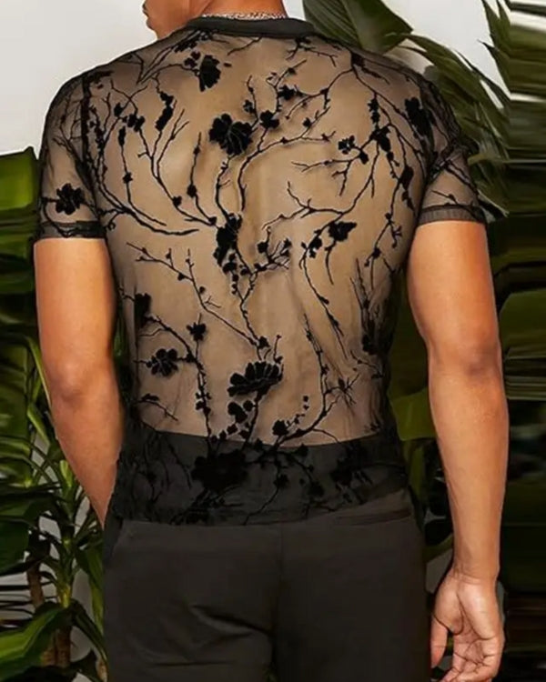 Transparentes Mesh T-Shirt - Herren Festival Fetisch Kinky T-Shirt 