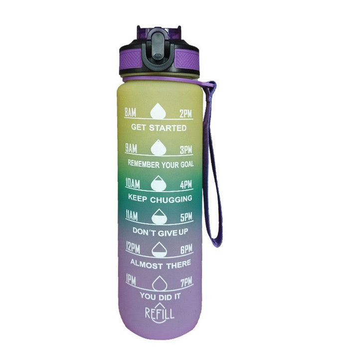 Hydrationsflasche mit Trageschlaufe - Motivation Trinkflasche mit Zeitmarkierung 