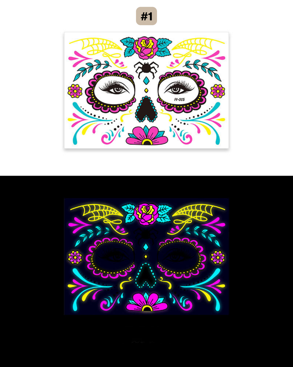 UV Gesichtstattoo Glow de los Muertos