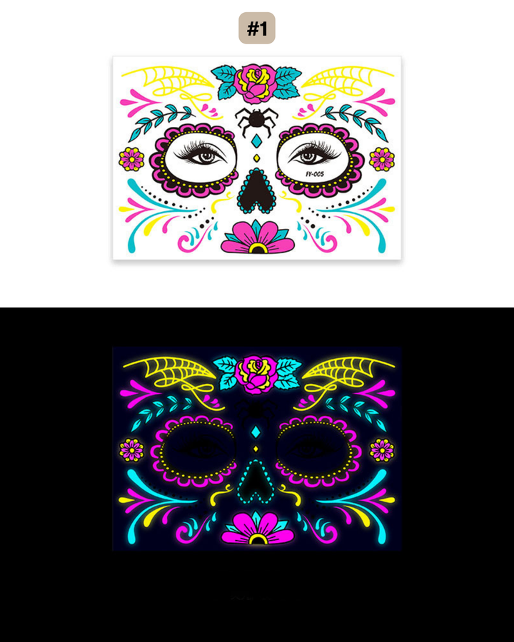 UV Gesichtstattoo Glow de los Muertos