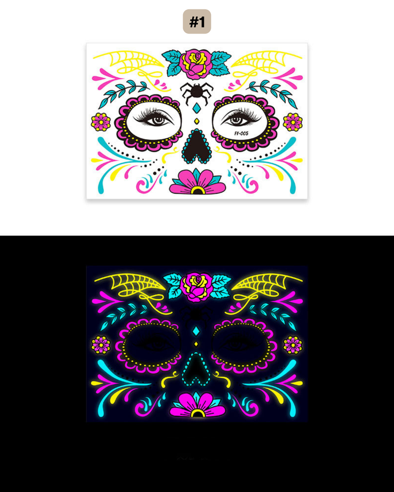 UV Gesichtstattoo Glow de los Muertos