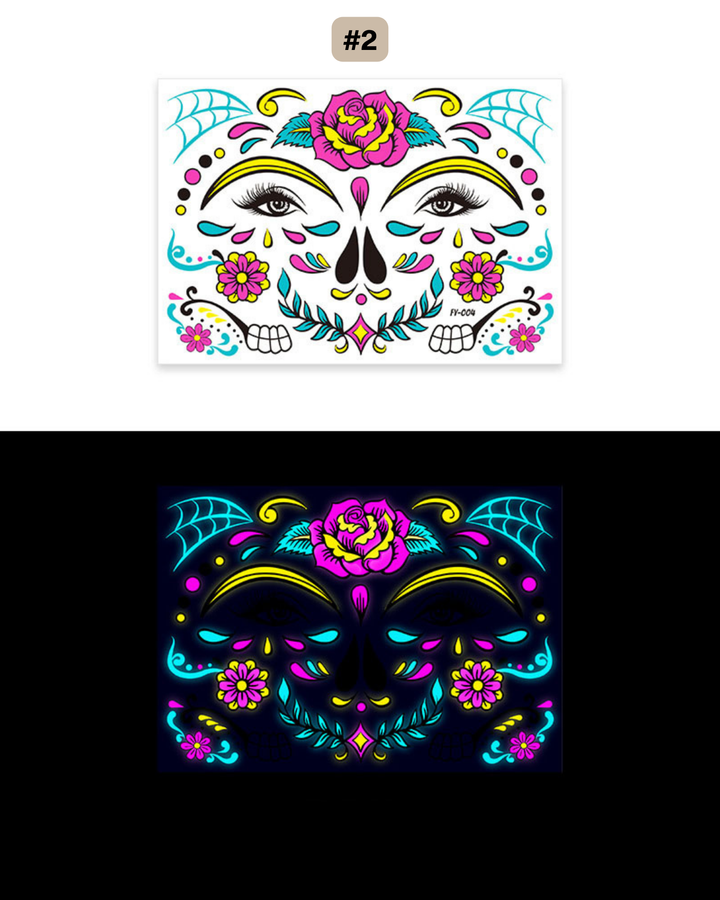 UV Gesichtstattoo Glow de los Muertos