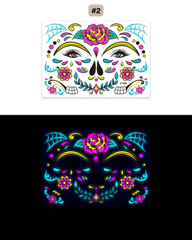 UV Gesichtstattoo Glow de los Muertos