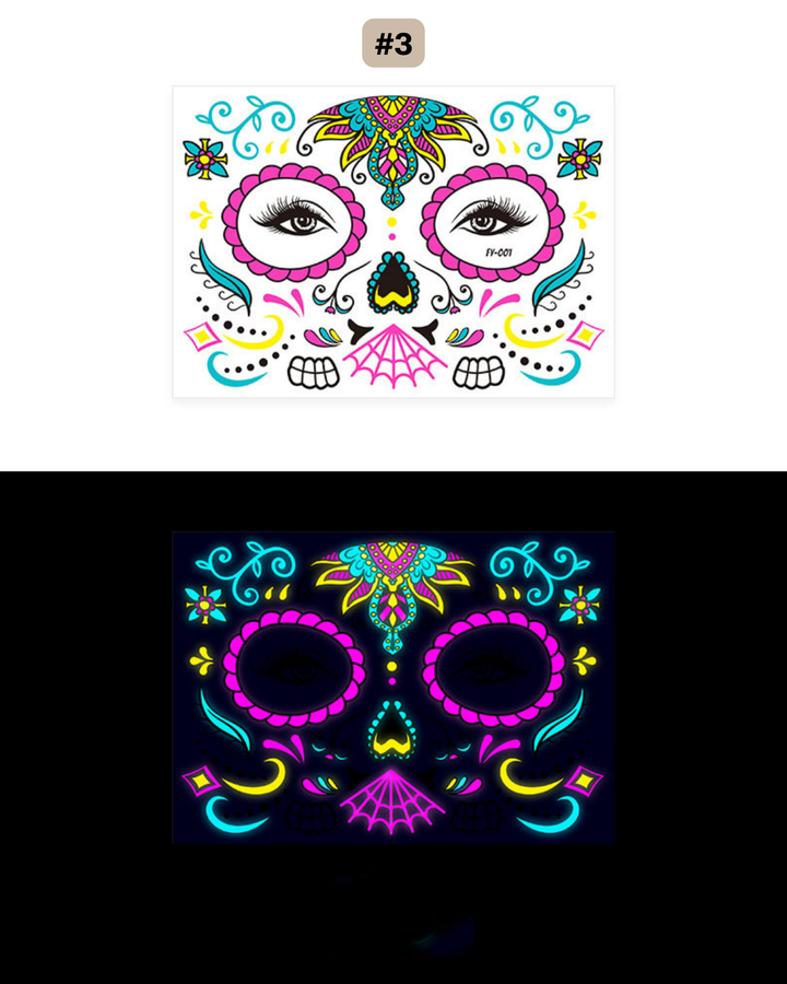 UV Gesichtstattoo Glow de los Muertos