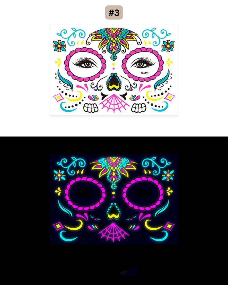 UV Gesichtstattoo Glow de los Muertos