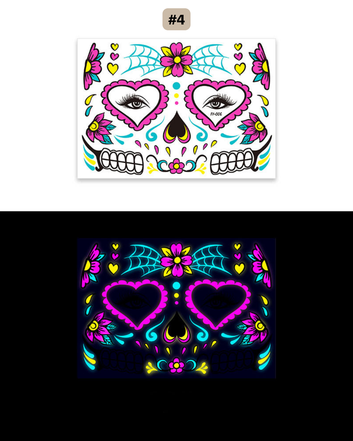 UV Gesichtstattoo Glow de los Muertos
