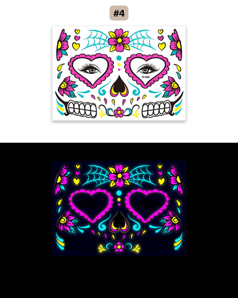 UV Gesichtstattoo Glow de los Muertos
