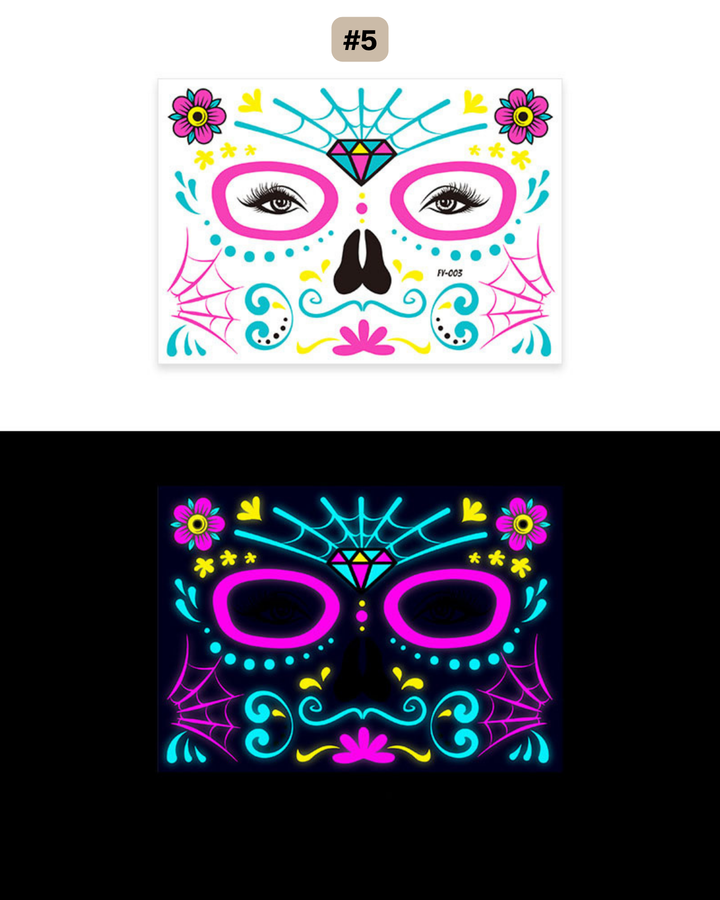UV Gesichtstattoo Glow de los Muertos