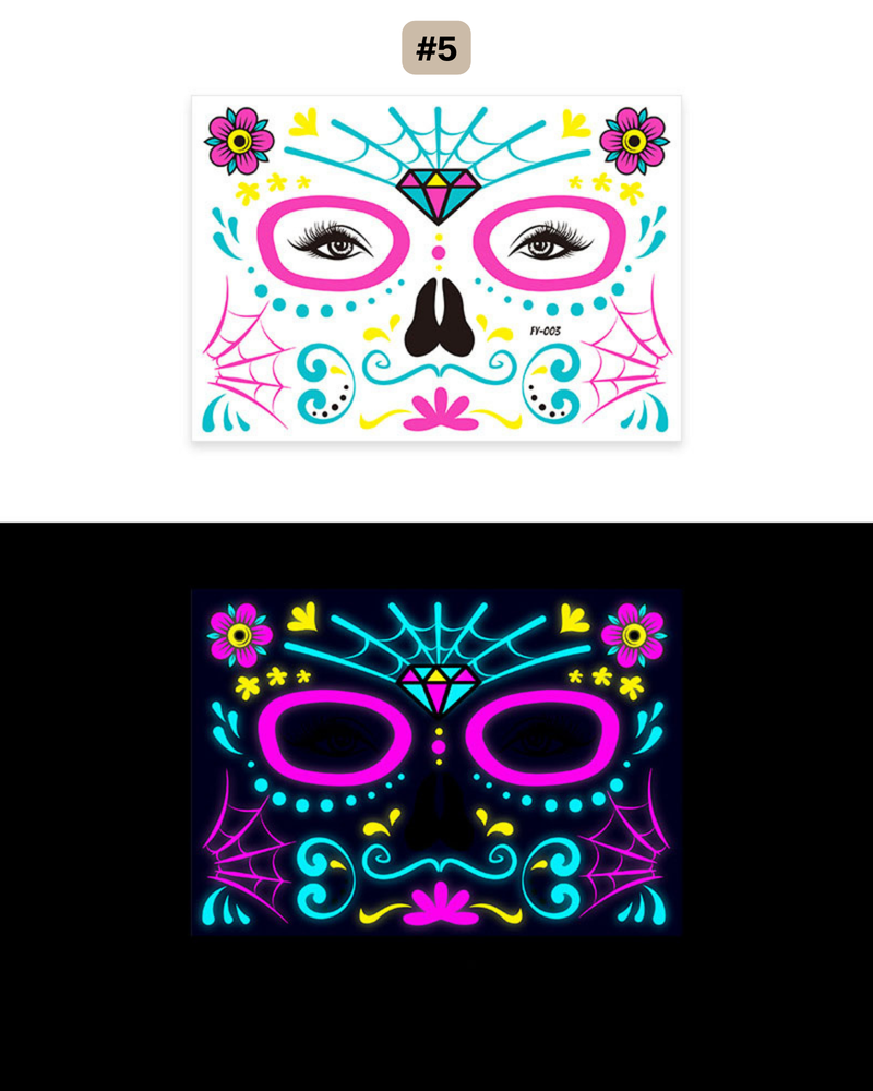 UV Gesichtstattoo Glow de los Muertos