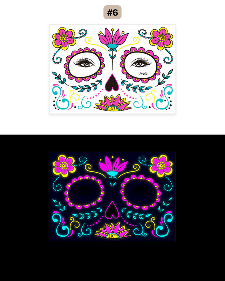 UV Gesichtstattoo Glow de los Muertos