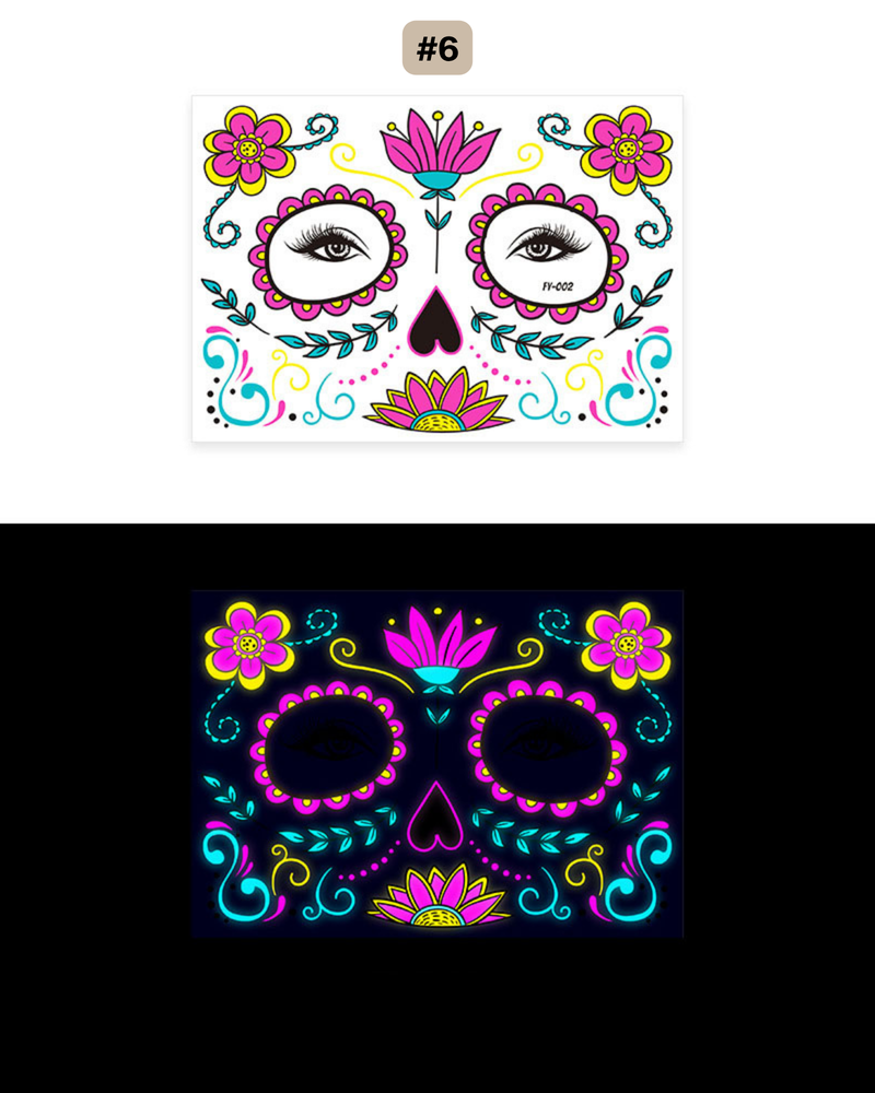 UV Gesichtstattoo Glow de los Muertos