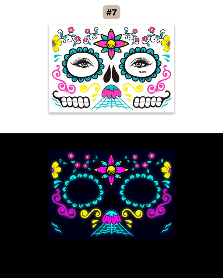 UV Gesichtstattoo Glow de los Muertos