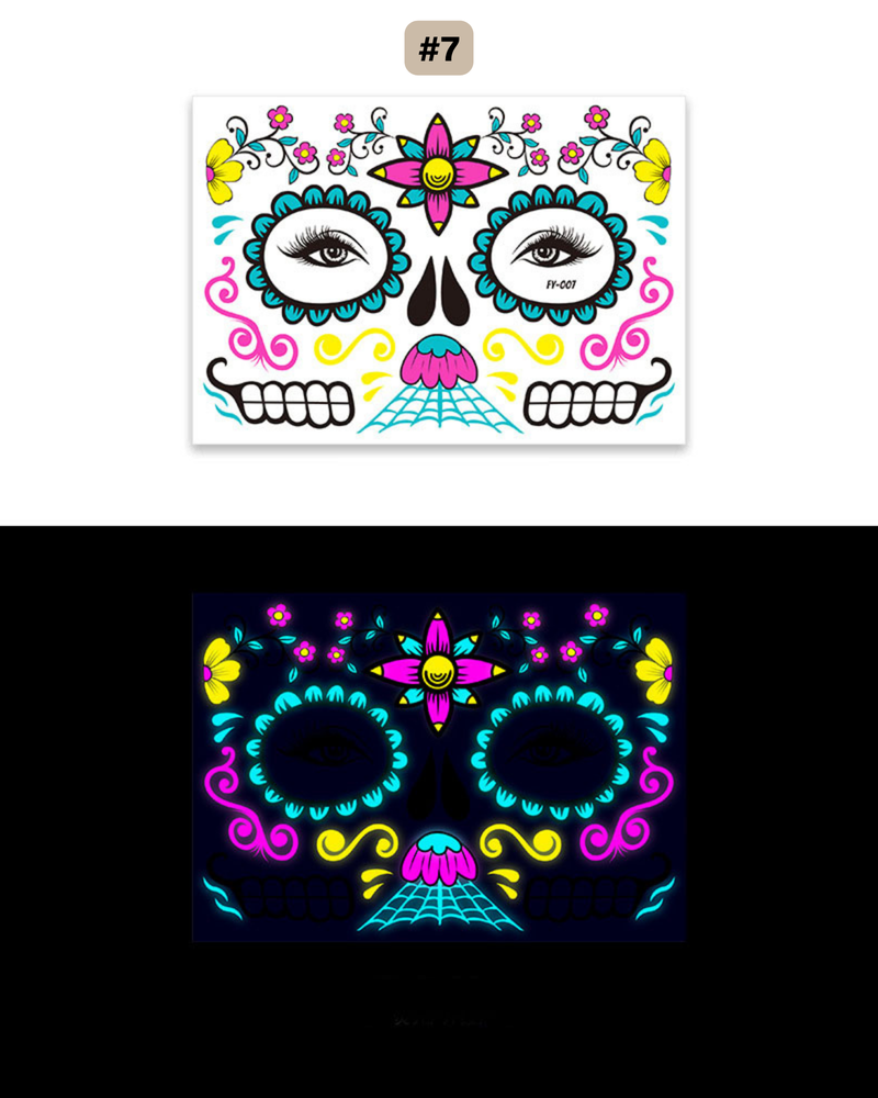 UV Gesichtstattoo Glow de los Muertos