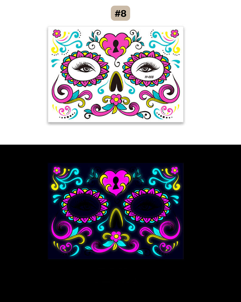 UV Gesichtstattoo Glow de los Muertos