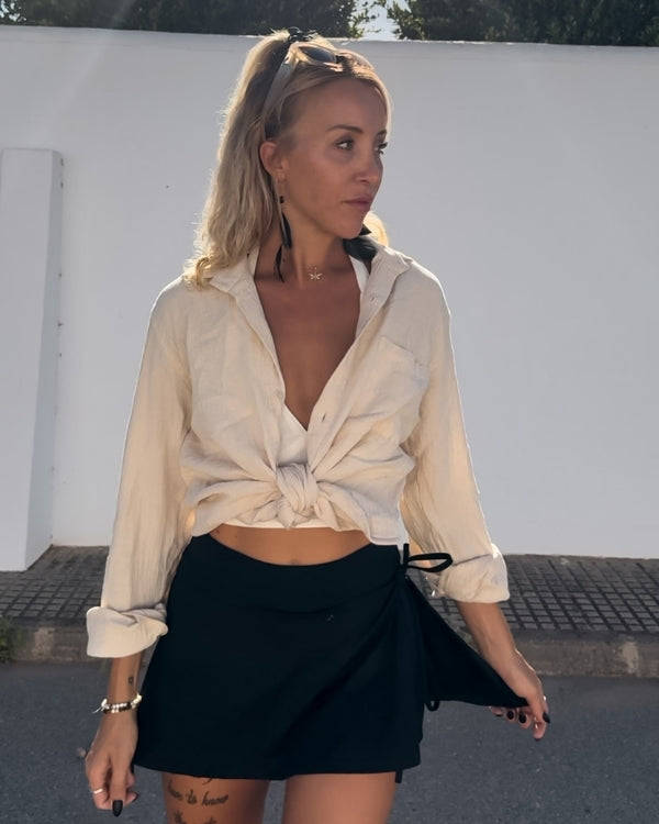 Lockeres Musselin Baumwolle Hemd / Bluse im Oversize Schnitt für Damen 