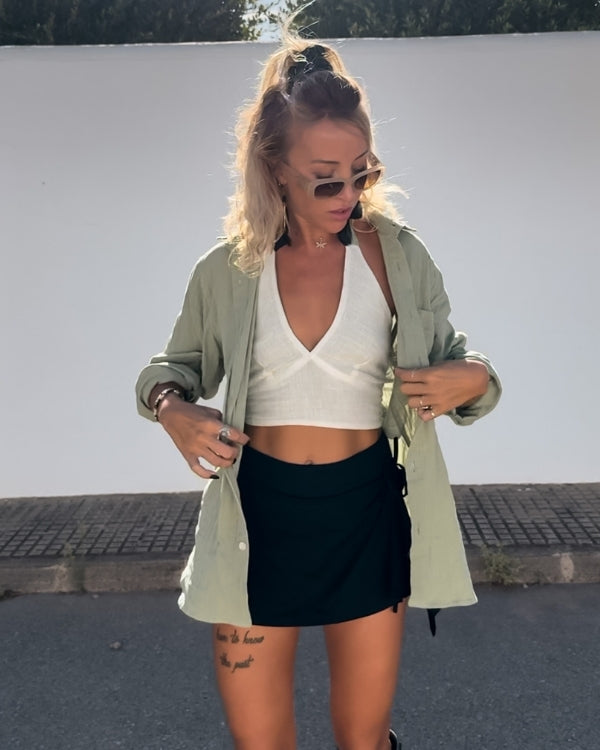 Unisex Boho Baumwolle Hemd Bluse mit Kragen und langen Ärmeln - Musselin Baumwolle für jede Jahreszeit 