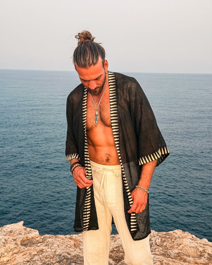 Unisex Netz Kimono Black Zen
