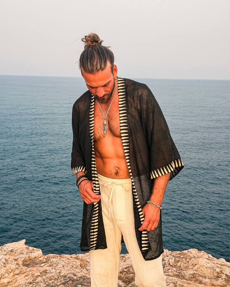Unisex Netz Kimono Black Zen