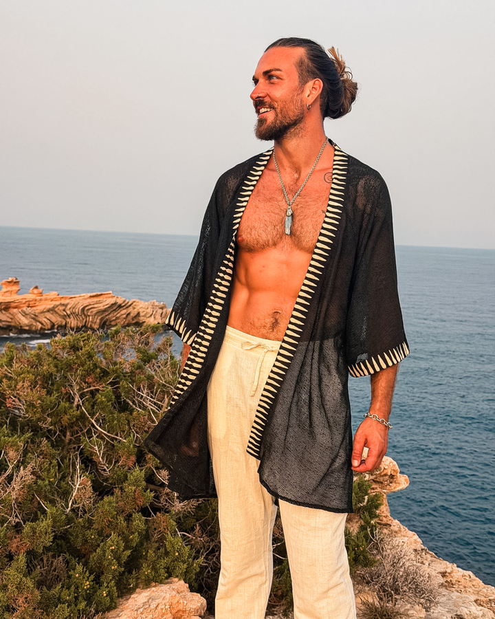 Unisex Netz Kimono Black Zen