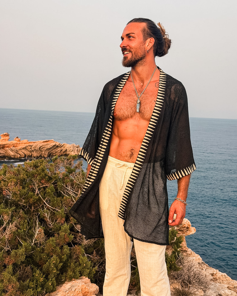 Unisex Netz Kimono Black Zen