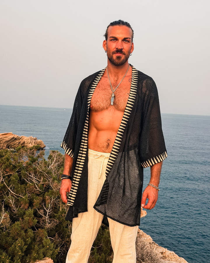 Unisex Netz Kimono Black Zen