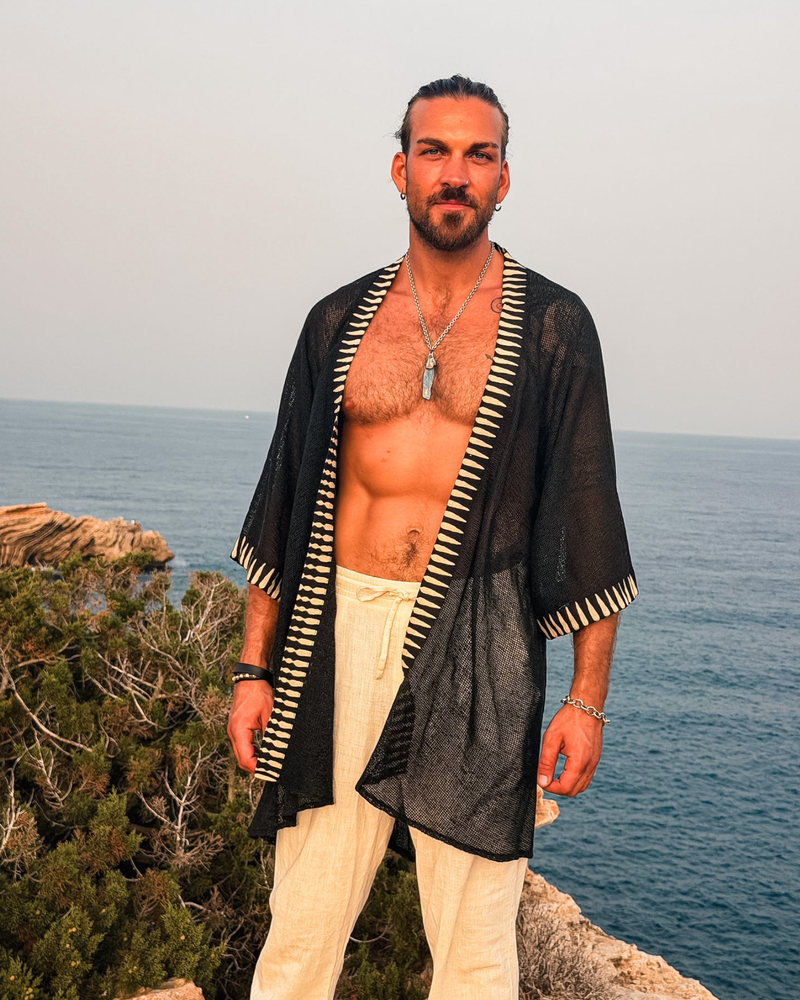 Unisex Netz Kimono Black Zen