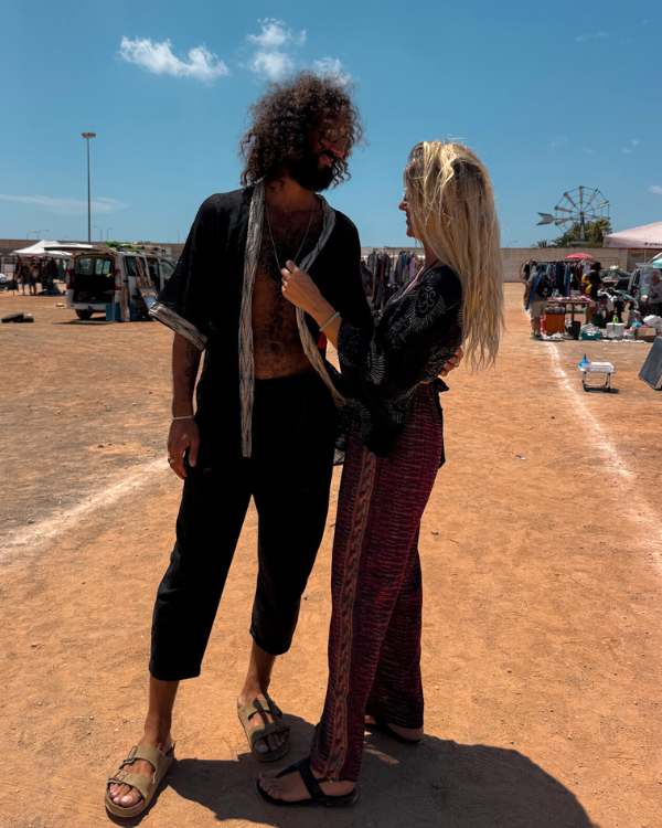 Herren Netzstoff Kimono Mittellang in schwarz