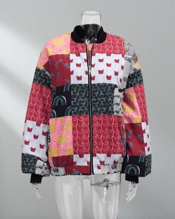 Chicke Bomberjacke mit Patchwork-Design für modische Outfits