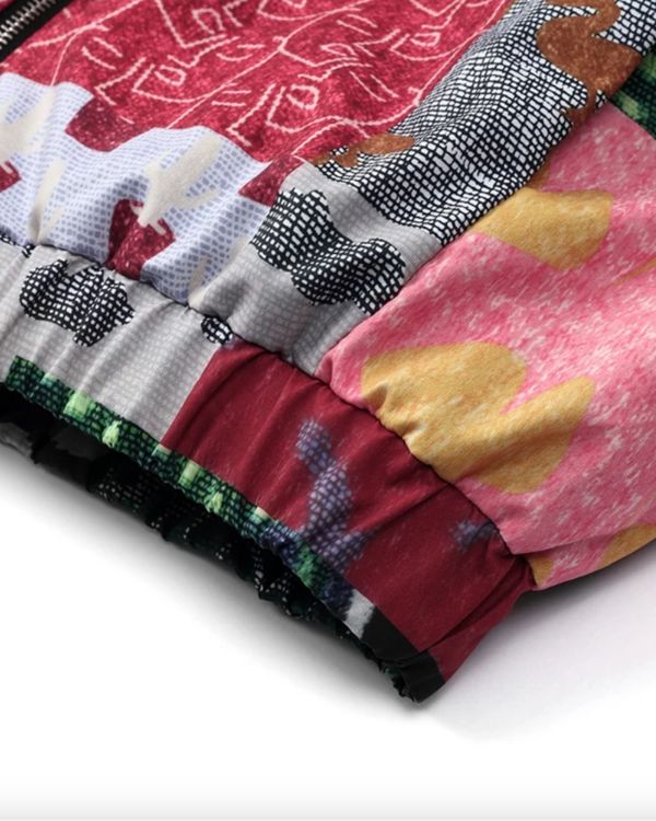 Coole und bequeme Patchwork-Jacke mit urbanen Motiven