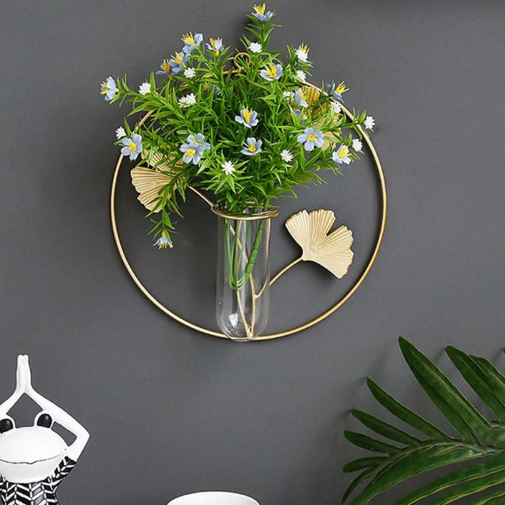 Runde Kreis mit Vase für an die Wand - Wandbehang mit Blumenvase - Stillvolle Homedekoration 