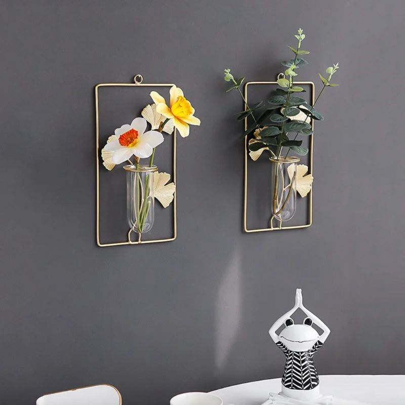 Rechteck Wandbehang mit Blumenvase - Dekoration für dein Zuhause 