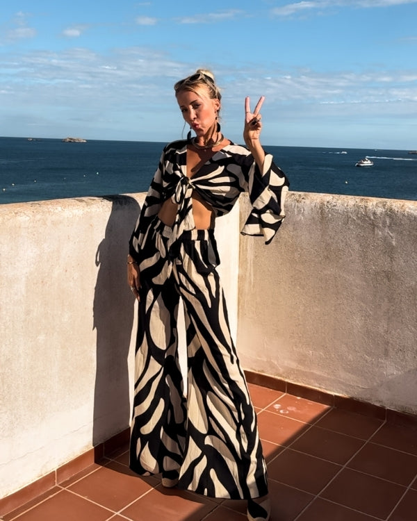 Zebra Animal Print weite lockere Hose mit elastischem Bund 