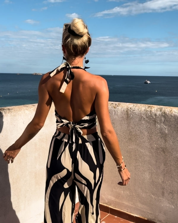 Hochwertiges Rayon Baumwolle Damen Top zum binden und mit offenem Rücken 