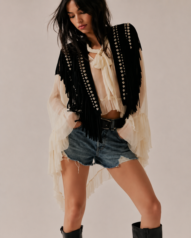 Boho Weste mit silbernen Nieten | Boho Gilet