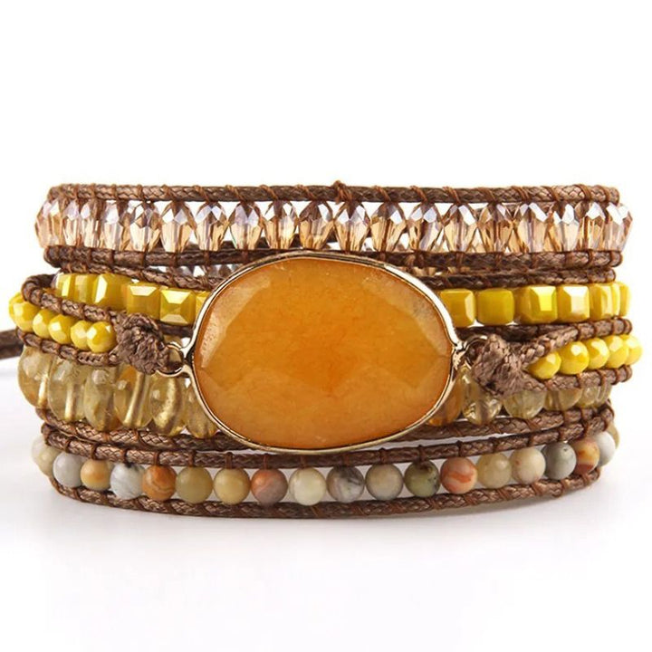 Orange Gelbes Wickelarmband mit diversen Perlen