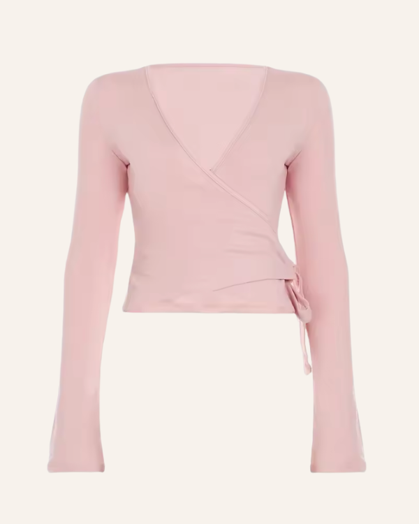 Yoga-Wrap-Top für elegante Looks | Rosa Loungewear Oberteil 