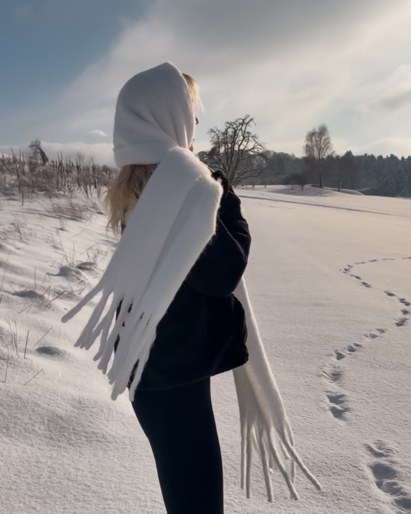 Oversize Winter Schal Damen | Weisser XXL Kuschel Schal 