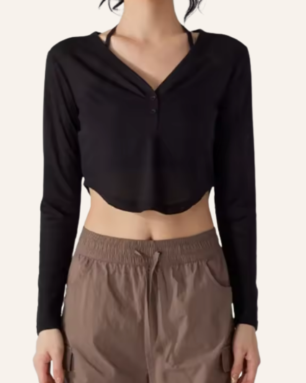 Locker fallendes Activewear Shirt in schwarz