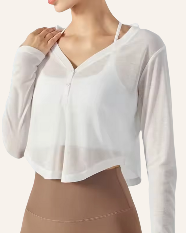 Weisses Yoga-Look mit leichtem Longsleeve