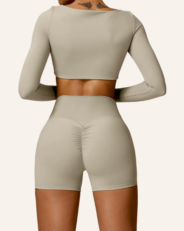 Yoga-Outfit mit sportlichem Touch  Damen Gym Zweiteiler Set Kurz 
