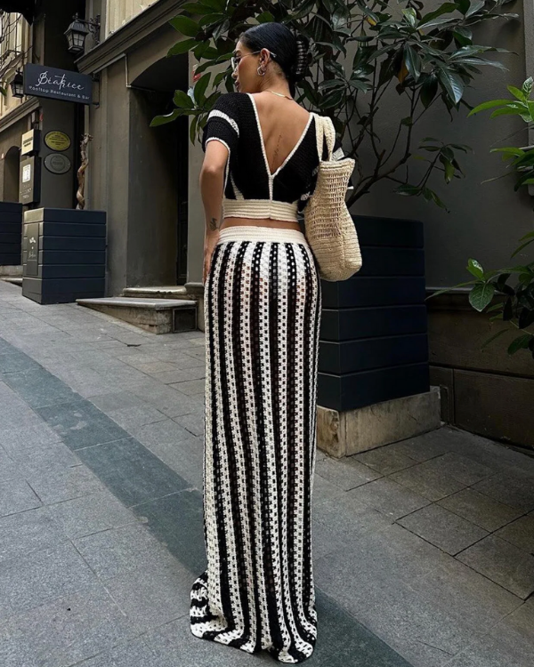 Boho Style Zweiteiler mit Maxi-Rock gestreift 